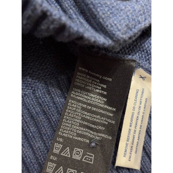 Tommy Hilfiger Men's Cardigan Sweater Size Small Blue Gray Cotton Knit Shawl - Picture 5 of 6